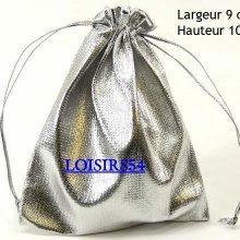 Bourse cadeau argenté polyester 10 cm pour dragées